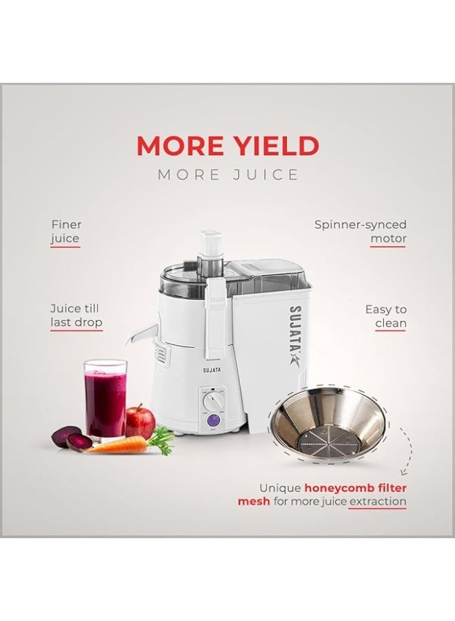 Sujata Powermatic Plus Juicer Mixer Grinder|900 Watts Double Ball Bearing Motor|22000 RPM|Non-Stop 90 Mins Running|2 Jars including 1750ml Blender, 1000ml Grinder Jar| (White) - Image 2