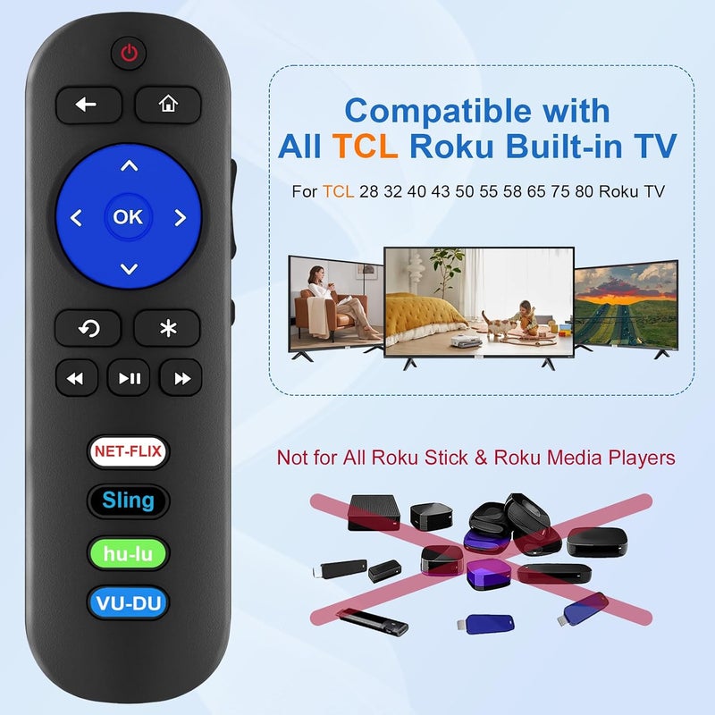 Yimaut Replacement Remote Compatible with Westinghouse Roku TV, Universal for Westinghouse Roku TV Remote Control with Netflix Sling hulu VUDU Shortcuts Key - No Setup Required - Image 2