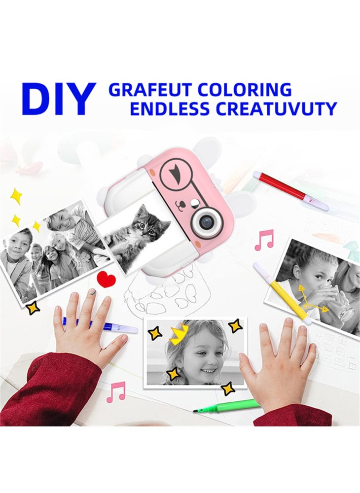 Generic Q5 2.4 Inch Kids Camera Cartoon Design Instant Print Photo Mini Digital Video Camera - Green Dinosaur - Image 3