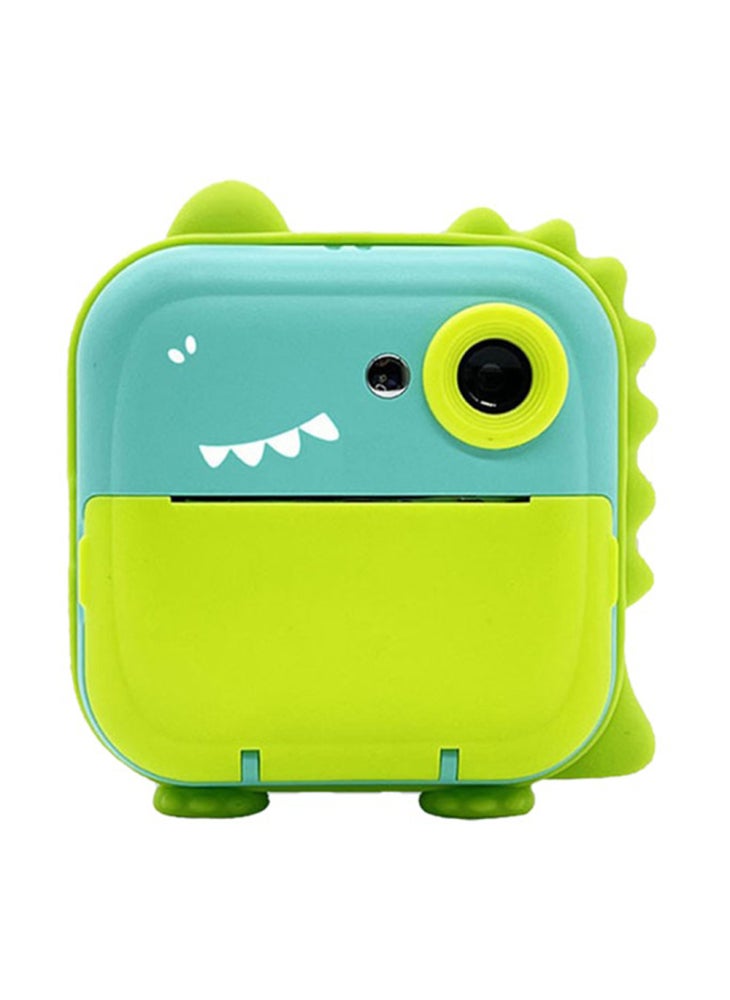 Generic Q5 2.4 Inch Kids Camera Cartoon Design Instant Print Photo Mini Digital Video Camera - Green Dinosaur - Image 1