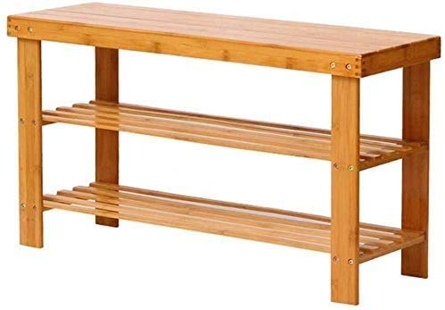 Mugath 3Tier Shoe Rack Storage Bench Bamboo Organizer Entryway Organizing Shelf Space Saving Portable Shoe Rack 3 Tier Bamboo Shoe Storage Organizer - Image 4