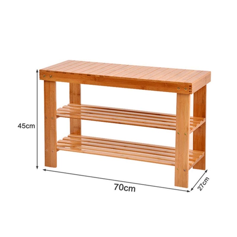 Mugath 3Tier Shoe Rack Storage Bench Bamboo Organizer Entryway Organizing Shelf Space Saving Portable Shoe Rack 3 Tier Bamboo Shoe Storage Organizer - Image 3