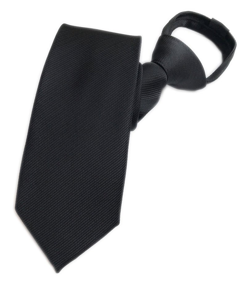 Elfeves Mens Classic Black Repp Jacquard Woven Tie Graceful Necktie Young Series - Image 1