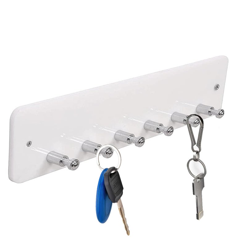 Fortune High Grade Acrylic Key Stand Wall Mount, 6 Hooks Cloth Holder, Jewelry Holder Multipurpose for Home, Hotels, Bathroom Accessories Decor- Black and White (Key Stand Stud, Pack of 1) - Image 2
