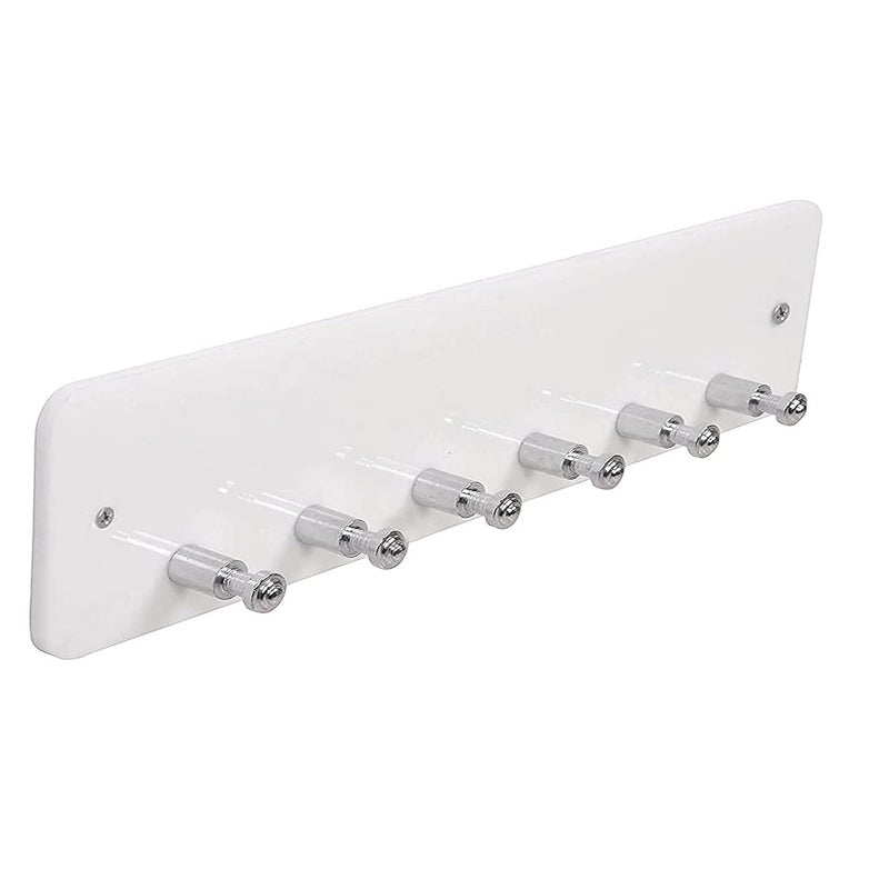 Fortune High Grade Acrylic Key Stand Wall Mount, 6 Hooks Cloth Holder, Jewelry Holder Multipurpose for Home, Hotels, Bathroom Accessories Decor- Black and White (Key Stand Stud, Pack of 1) - Image 3