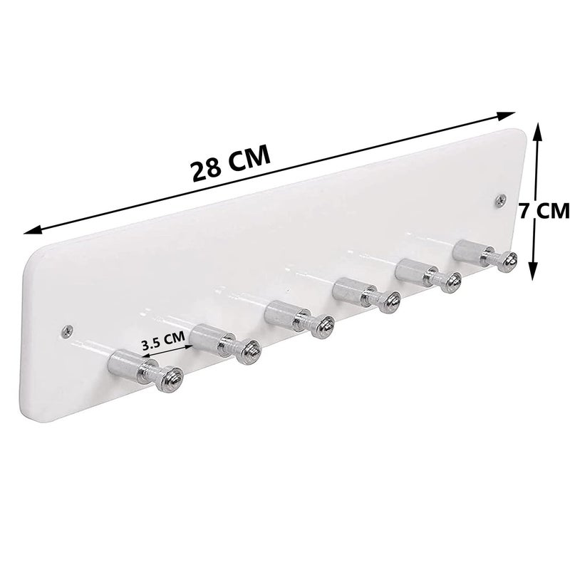 Fortune High Grade Acrylic Key Stand Wall Mount, 6 Hooks Cloth Holder, Jewelry Holder Multipurpose for Home, Hotels, Bathroom Accessories Decor- Black and White (Key Stand Stud, Pack of 1) - Image 4