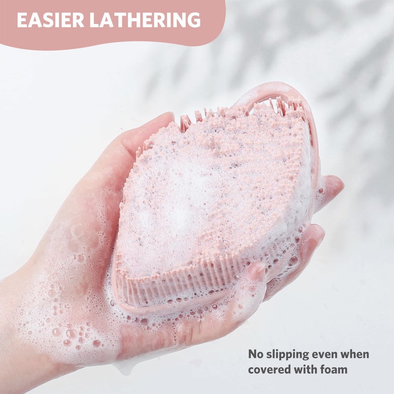 Sndyi Silicone Body Scrubber, Gentle Exfoliating Body Scrubber for Sensitive Skin, Leaf Shaped Shower Scrubber for Body with Lathering Bristles, Silicone Loofah Body Brush for Showering, Pink - Image 4