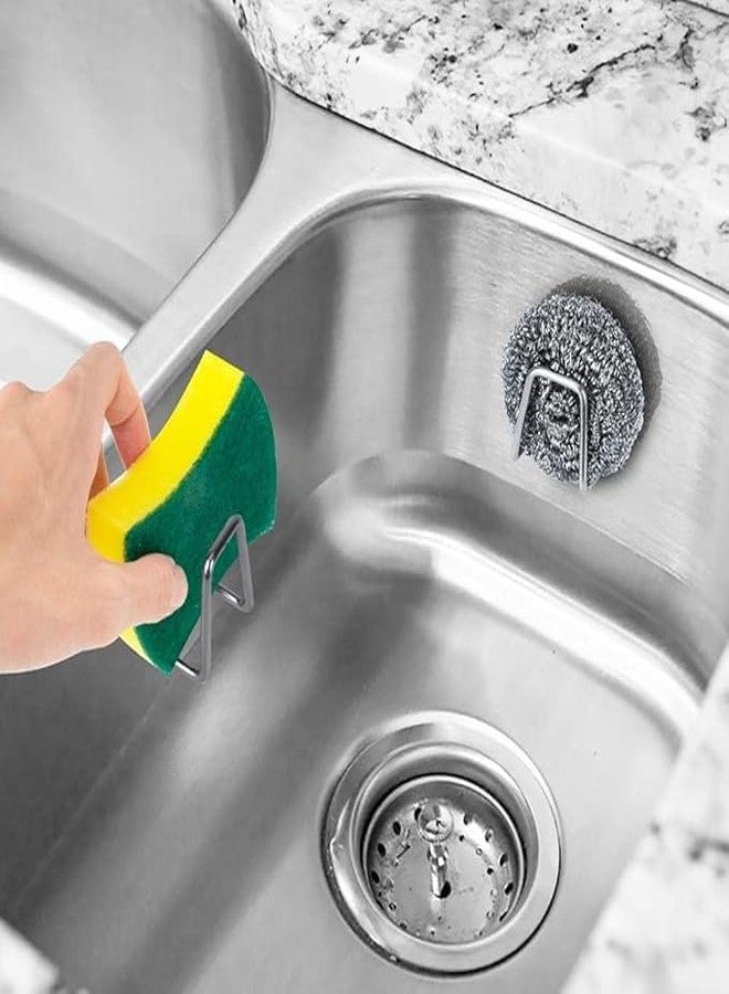 ERITIN Sink Sponge Holder Stainless Steel Sink Sponge Holder, Adhesive Wall Mount Kitchen Organizer Rack for Sponge Scrubber Cloth (2) - Image 5