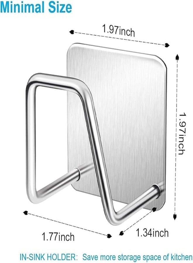 ERITIN Sink Sponge Holder Stainless Steel Sink Sponge Holder, Adhesive Wall Mount Kitchen Organizer Rack for Sponge Scrubber Cloth (2) - Image 2