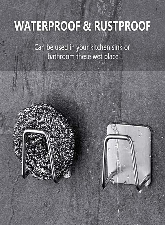 ERITIN Sink Sponge Holder Stainless Steel Sink Sponge Holder, Adhesive Wall Mount Kitchen Organizer Rack for Sponge Scrubber Cloth (2) - Image 3