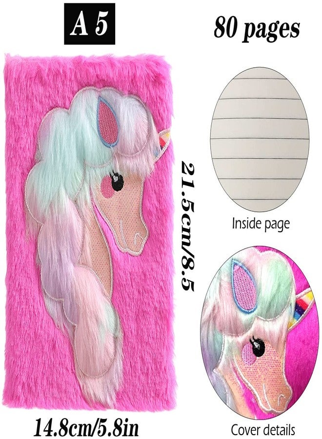 SAMVARDHAN Fluffy Plush Diary,Plush Notebook Diary,Plush Unicorn Notebook,Lovely Unicorn Fluffy Notebook,Unicorn Journal 80 Pages for Writing and Drawing Birthday Christmas Gifts - Image 2