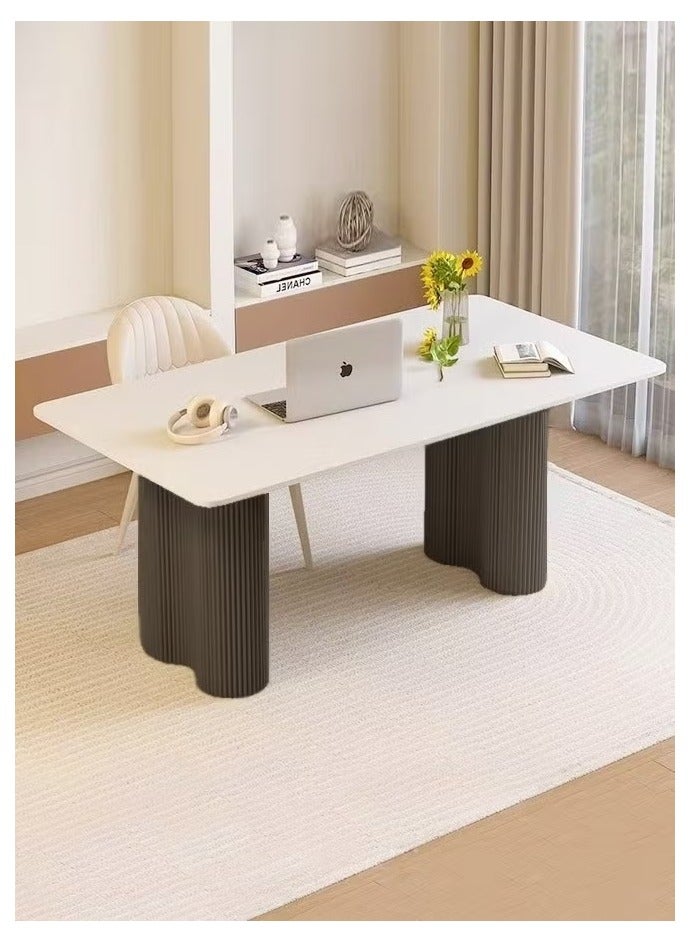 رافين طاولة كمبيوتر محمول بتصميم عصري فاخر متعدد الأغراض، طاولة عمل واسعة من روك سلاب، قاعدة متينة من الفولاذ الكربوني، طاولة طعام للمطبخ وغرفة المعيشة والمكتب المنزلي 120×60×75 سم - Image 2