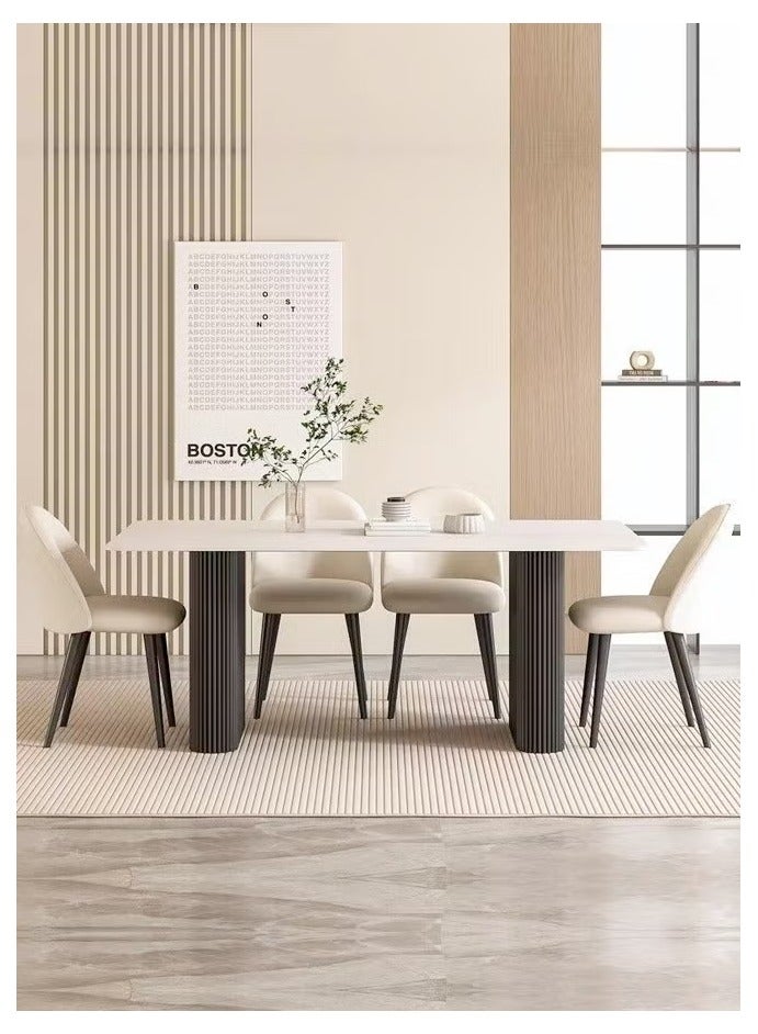 رافين طاولة كمبيوتر محمول بتصميم عصري فاخر متعدد الأغراض، طاولة عمل واسعة من روك سلاب، قاعدة متينة من الفولاذ الكربوني، طاولة طعام للمطبخ وغرفة المعيشة والمكتب المنزلي 120×60×75 سم - Image 3