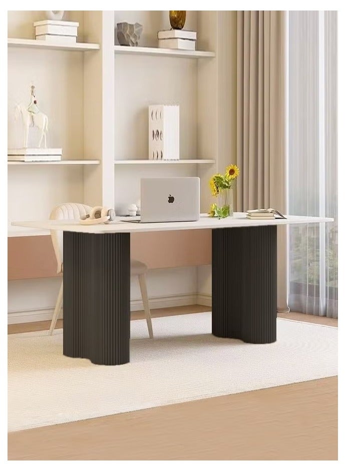 رافين طاولة كمبيوتر محمول بتصميم عصري فاخر متعدد الأغراض، طاولة عمل واسعة من روك سلاب، قاعدة متينة من الفولاذ الكربوني، طاولة طعام للمطبخ وغرفة المعيشة والمكتب المنزلي 120×60×75 سم - Image 4