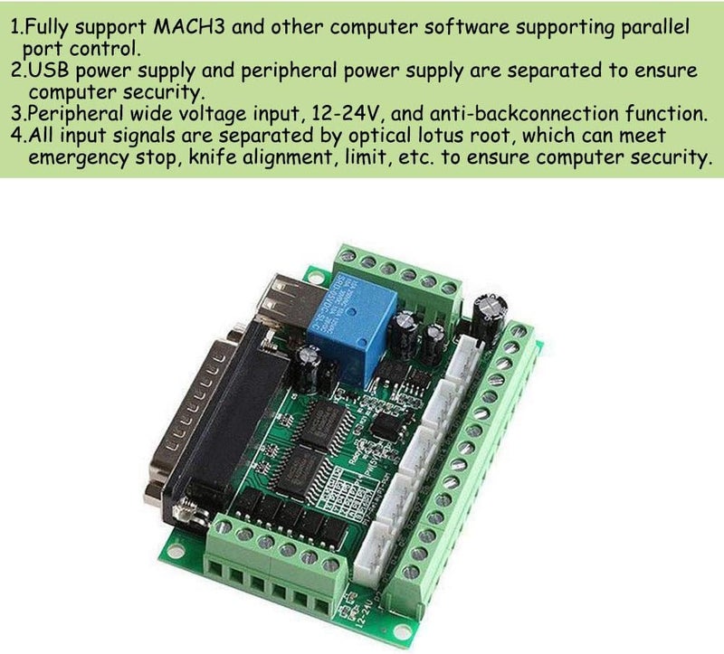 KOOBOOK 1Pcs 5 Axis CNC Breakout Board Mach3 Interface Board with Optical Coupler for MACH3 Stepper Motor Driver（With USB Cable） - Image 1