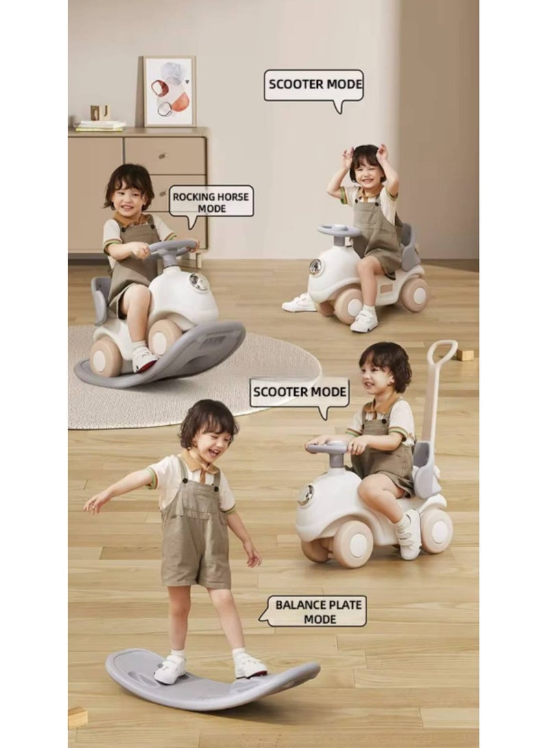 لعبة ركوب الدراجة3 في 1 على شكل سيارة هزاز للأطفال الصغار في الأماكن المغلقة والمفتوحة، لعبة هزازة للأطفال قابلة للإزالة القاعدة لتتحول الى سيارة دف - Image 2