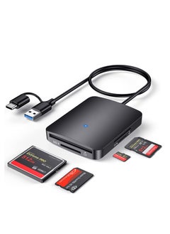 ​ SD Card Reader, 4 in 1 Dual Connector USB C & USB 3.0 Card Reader Adapter, 4 Cards Simultaneously Memory Card Adapter for SD/SDHC/SDXC/Micro SD, etc, Compatible with Windows OS
