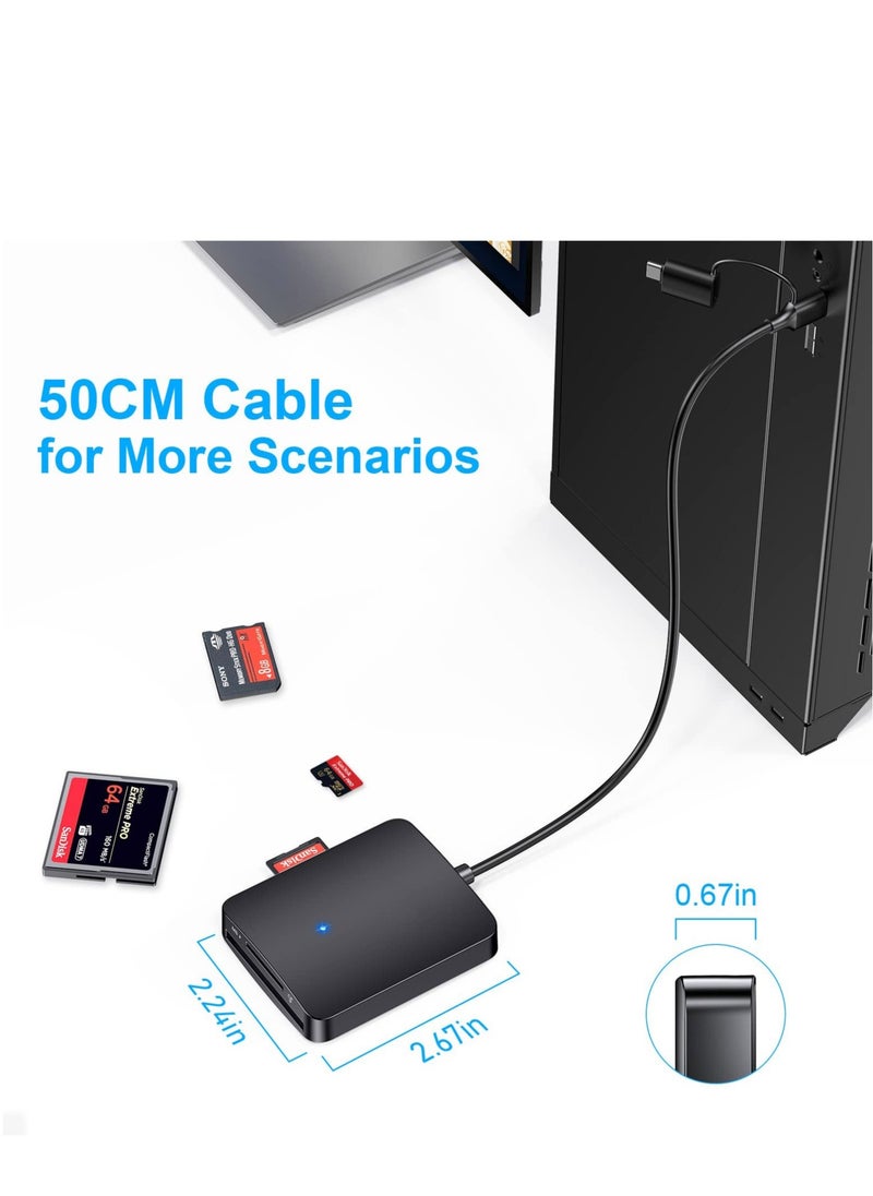 Generic - ​ SD Card Reader, 4 in 1 Dual Connector USB C & USB 3.0 Card Reader Adapter, 4 Cards Simultaneously Memory Card Adapter for SD/SDHC/SDXC/Micro SD, etc, Compatible with Windows OS - Image 1