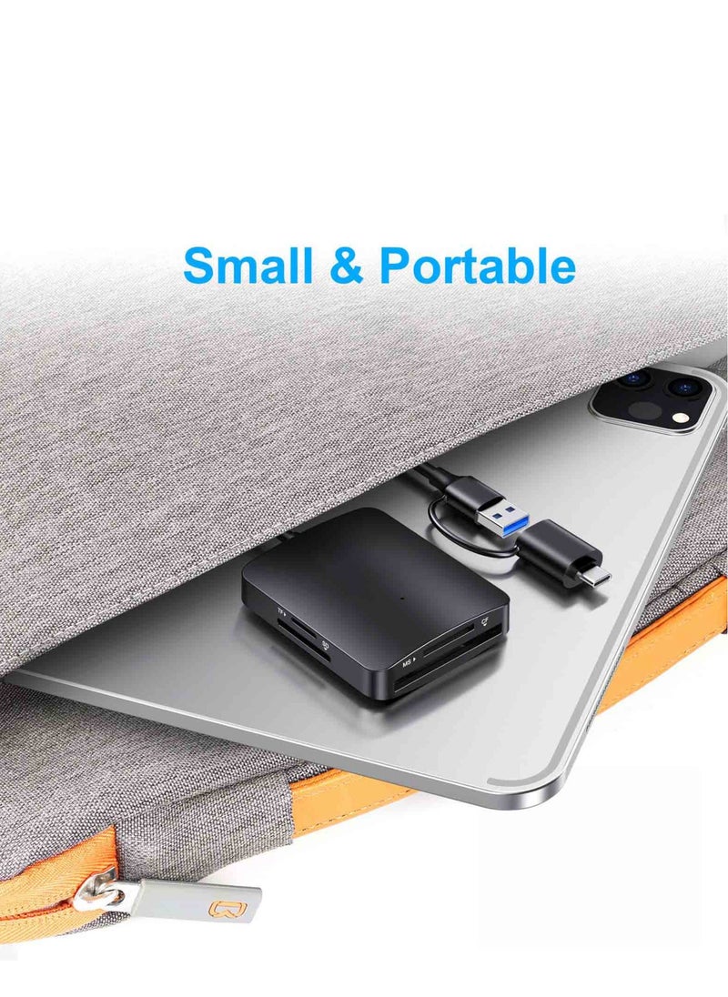 Generic - ​ SD Card Reader, 4 in 1 Dual Connector USB C & USB 3.0 Card Reader Adapter, 4 Cards Simultaneously Memory Card Adapter for SD/SDHC/SDXC/Micro SD, etc, Compatible with Windows OS - Image 1