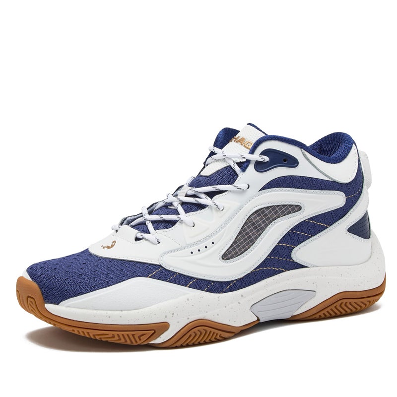 SHAQ Speed Demon 2.0 High Top Basketball Shoes for Men, Indoor or Outdoor Court Basketball Mens Sneakers - Black or White and Blue Size 8 to 13 - White/Dark Blue, 10 Medium - Image 1