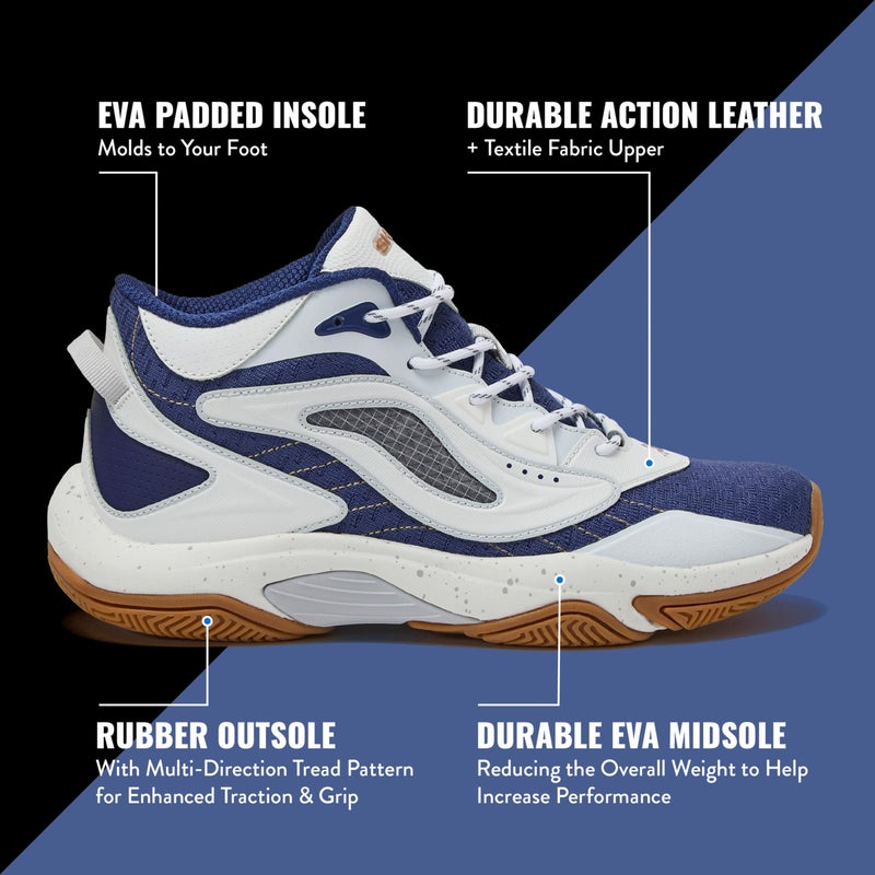 SHAQ Speed Demon 2.0 High Top Basketball Shoes for Men, Indoor or Outdoor Court Basketball Mens Sneakers - Black or White and Blue Size 8 to 13 - White/Dark Blue, 10 Medium - Image 2