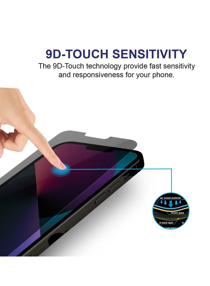PRIMEEIGHT iPhone 13 Mini Privacy Screen Protector 5.4 Inch Display - Ultra Thin 9H Hardness Tempered Glass iPhone 13 Mini Pack of 2 - Easy to Install HD Privacy Screen. - Image 3