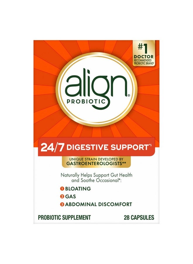ألاين Align Probiotic، بروبيوتيك للنساء والرجال، مكمل بروبيوتيك يومي لصحة الجهاز الهضمي*، البروبيوتيك رقم 1 الموصى به من قبل الأطباء وأطباء الجهاز الهضمي، 28 كبسولة - Image 1