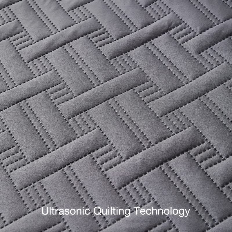 BSB غطاء سرير كينج كوتد من BSB HOME 100% ميكروفايبر بتقنية فوق الصوتية 280 TC مع 2 غطاء وسادة، (فاخر، رمادي داكن، 7.5 قدم × 8 قدم، 254 × 228 سم) - Image 5