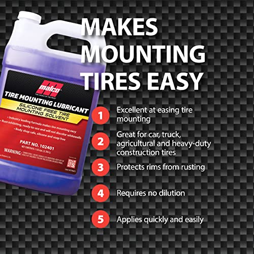 Malco Tire Mounting & Demounting Lubricant with Applicator - Automotive, Truck, Farm & Heavy-Duty Construction Tires/Improved Bead Seal/Rust Protection/Silicone & Soap Free / 1 Gal (102401) - Image 4
