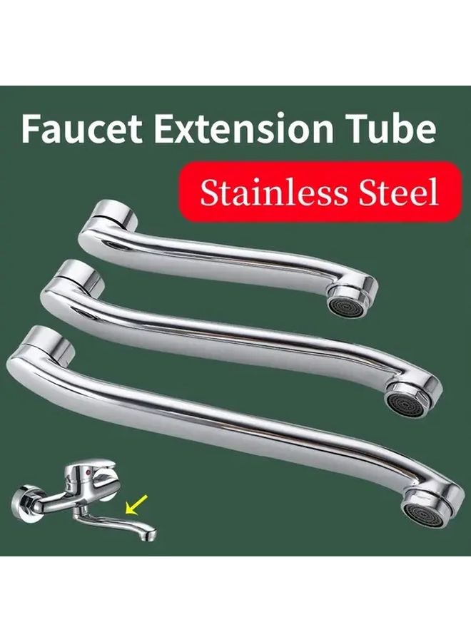 Stainless Steel Faucet Extension Tube Silvery 25cm 9 84inch Wall Mounted Kitchen Tap - Image 2
