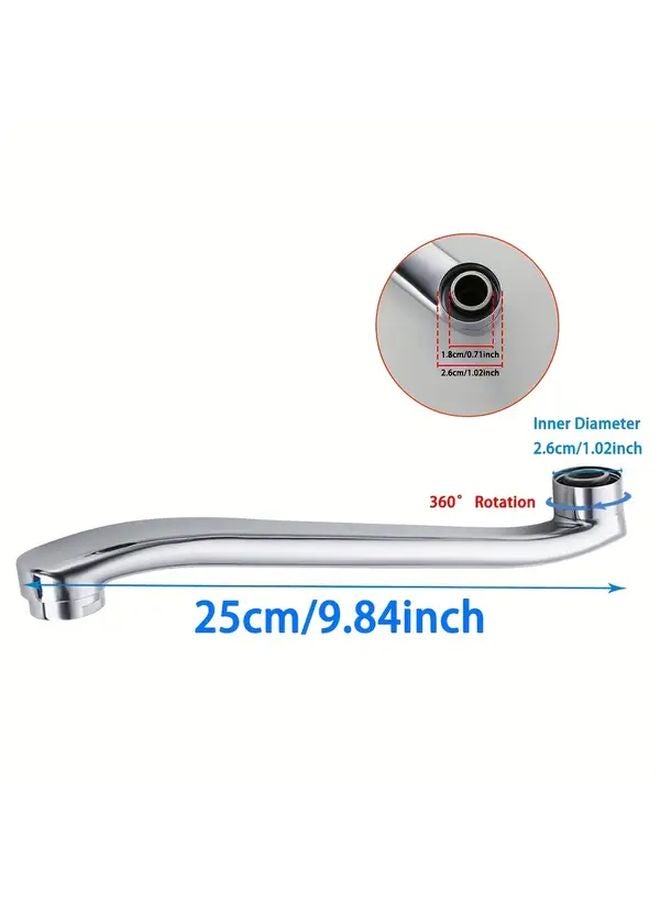 Stainless Steel Faucet Extension Tube Silvery 25cm 9 84inch Wall Mounted Kitchen Tap - Image 5