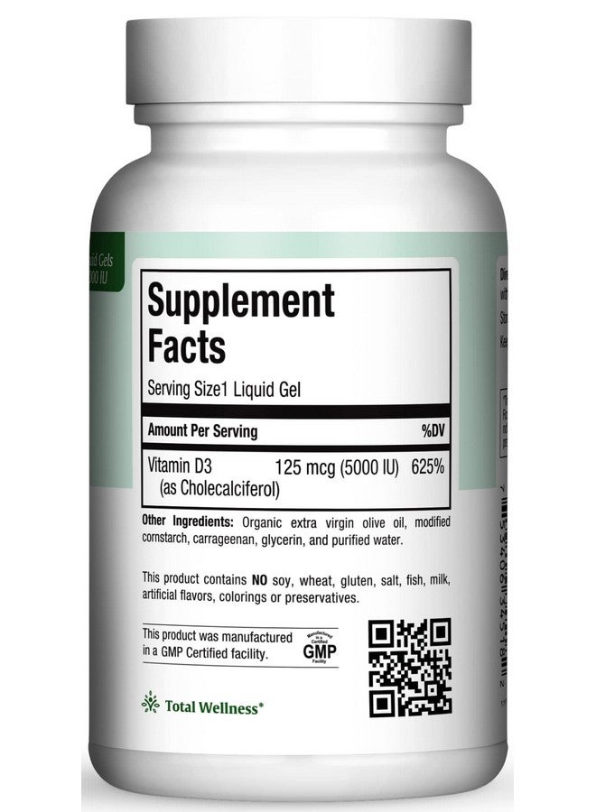 Maxi Health Vitamin D3 5000 IU Softgels - 125 mcg D3 Vitamin 5000 IU - Vitamin D 5000 IU for Healthy Bones & Teeth - Dietary Vitamins Supplements for Immune Support - D 3 VIT D Vitamin D Supplements (180 Count)  - Image 2