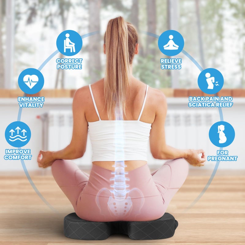 TushGuard وسادة مقعد توشغارد - وسادة ميموري فوم لمقعد المكتب، مقعد السيارة، الطائرة، المدرجات - تخفيف آلام عرق النسا والورك والعصعص لمستخدمي المكتب الذين يجلسون لفترات طويلة، سائقو السيارات - Image 4