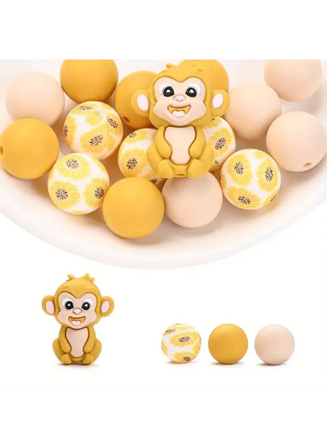 16 قطعة من مجموعة حبات القرد الصغيرة السيليكونية، إكسسوارات حرفية DIY لصنع الأساور وسلاسل المفاتيح - Image 3