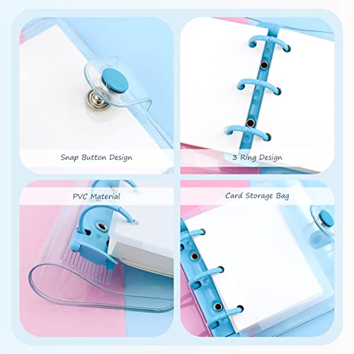 YETOOME 4 Pack Mini Transparent 3 Ring Binder Covers with Inner Paper and Pockets Clear Soft PVC Notebook Closure Loose Leaf Folder Round Ring Binder Cover Protector with Snap Button - Image 3