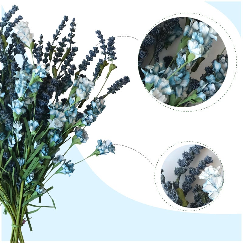 TEMPUS 10Pcs Artificial Flower Bulk Spring/Summer Flowers Wedding Party Vase Bouquet Floral Arrangement Home Decor Indoor Decor(Blue) - Image 2