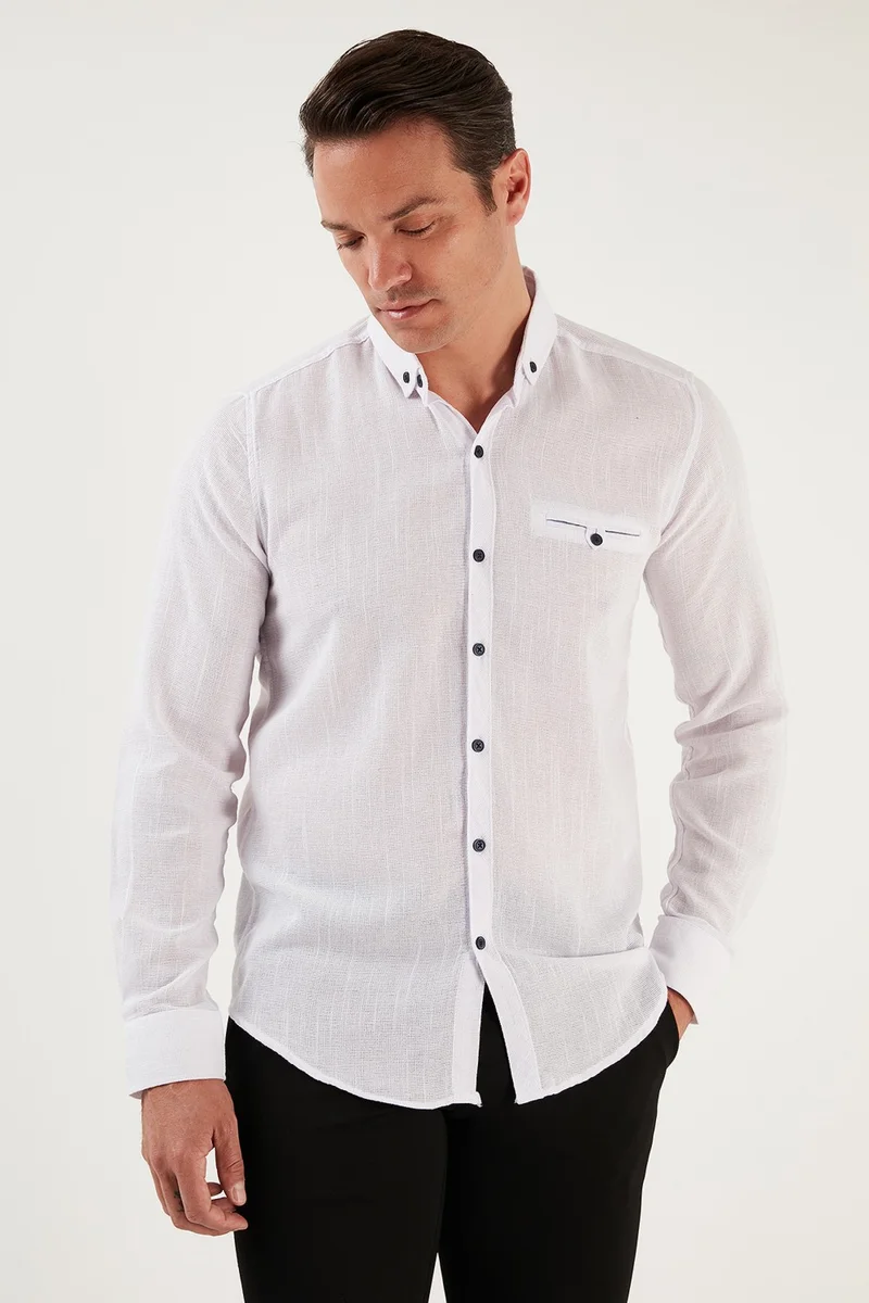 Buratti 100% Cotton Slim Fit Long Sleeve Shirt Men's Shirt CF21S111498