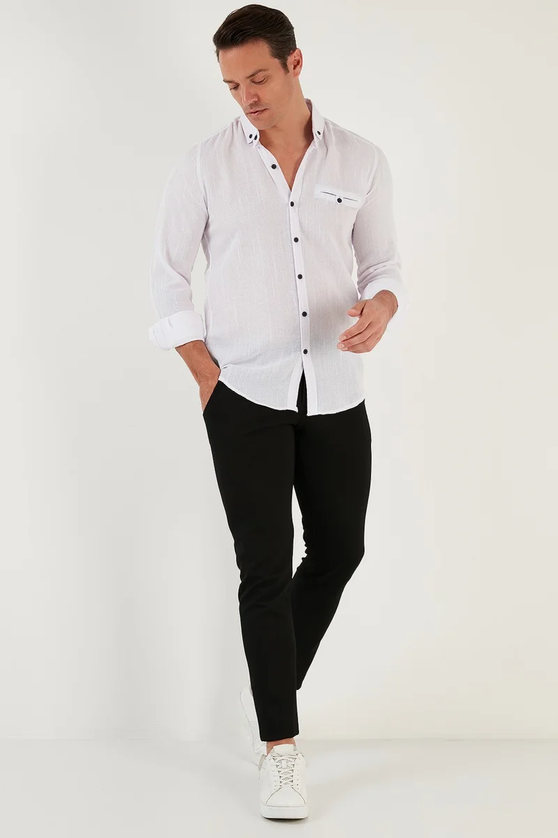 Buratti 100% Cotton Slim Fit Long Sleeve Shirt Men's Shirt CF21S111498