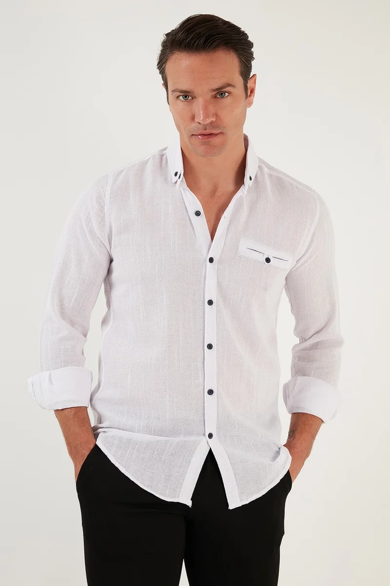 Buratti 100% Cotton Slim Fit Long Sleeve Shirt Men's Shirt CF21S111498