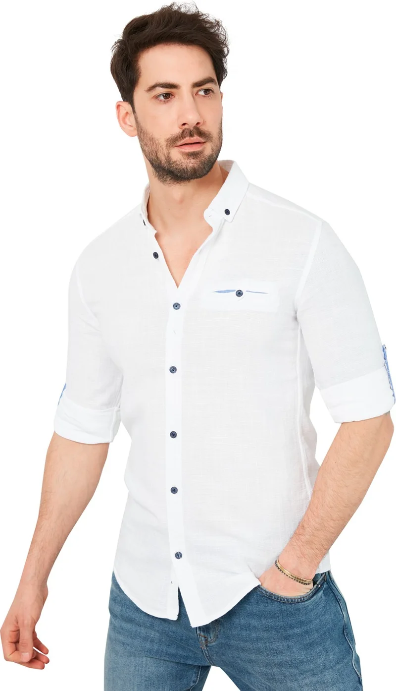 Buratti 100% Cotton Slim Fit Long Sleeve Shirt Men's Shirt CF21S111498