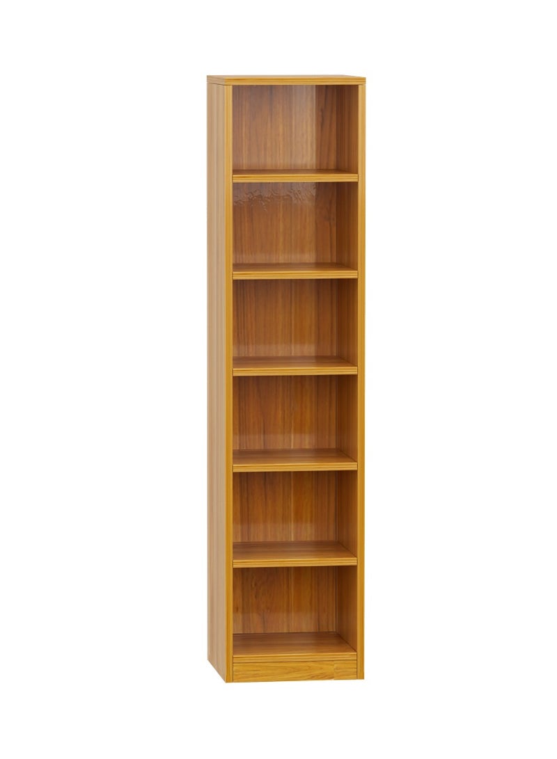 Mahmayi Mahmayi Wooden Storage Display Shelves 6-Tier Freestanding, Box Shelves, Top Shelf for Decoration Ideal for Storing and Displaying your possessions - Light Walnut - Image 1
