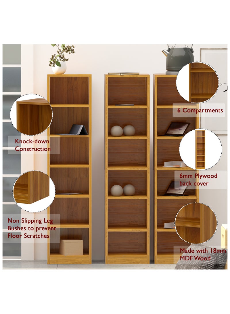 Mahmayi Mahmayi Wooden Storage Display Shelves 6-Tier Freestanding, Box Shelves, Top Shelf for Decoration Ideal for Storing and Displaying your possessions - Light Walnut - Image 4