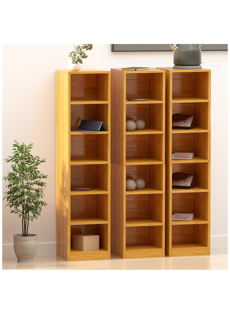 Mahmayi Mahmayi Wooden Storage Display Shelves 6-Tier Freestanding, Box Shelves, Top Shelf for Decoration Ideal for Storing and Displaying your possessions - Light Walnut - Image 5