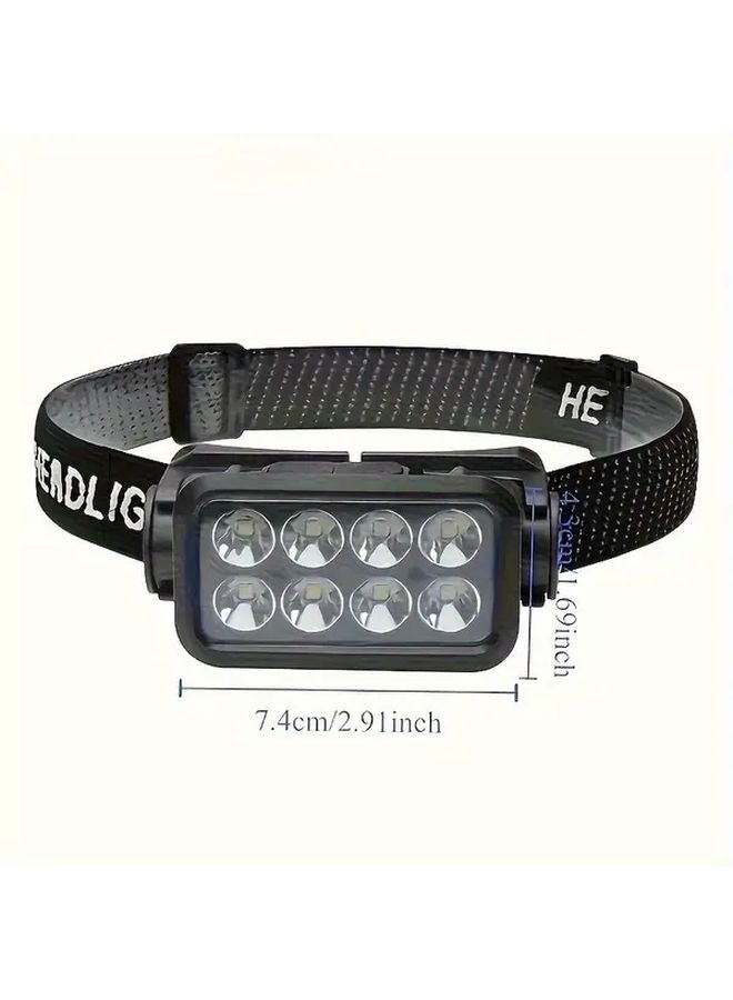 Black Shell Ultra Bright LED Headlamp USB Rechargeable Adjustable Headband for Camping Hiking Fishing Emergencies - Image 4