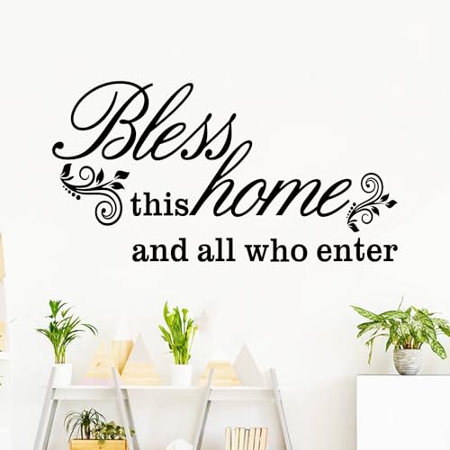SEATUNE Inspirational Quotes Family Wall Stickers: Home Living Room Bedroom Vinyl Art Wall Decals - Kitchen Door Wall Decor - Bless This Home 21" X 11" - Image 4