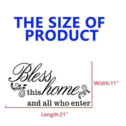 SEATUNE Inspirational Quotes Family Wall Stickers: Home Living Room Bedroom Vinyl Art Wall Decals - Kitchen Door Wall Decor - Bless This Home 21" X 11" - Image 3