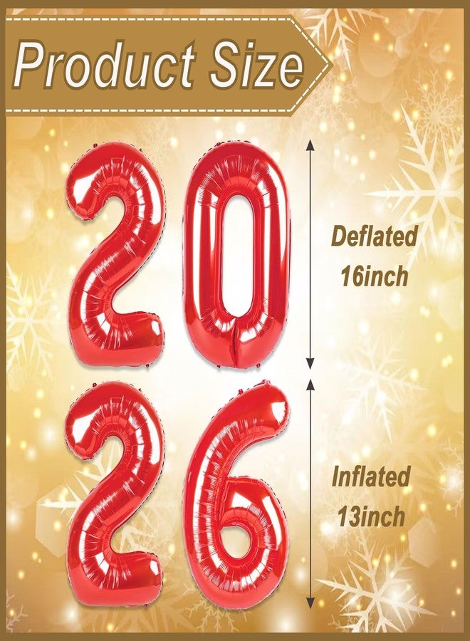 YOUDICT 16 Inch 2026 Balloons Red, Number Balloons 16 Inch, New Years Balloons for 2026 New Years Graduation Decorations Home Office Decoration - Image 2