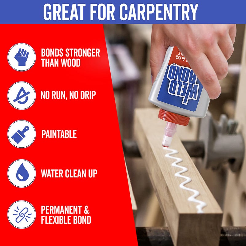Weldbond Multi-Surface Adhesive Glue, Bonds Most Anything. Use as Wood Glue or on Fabric Glass Mosaic Carpet Ceramic Tile Metal Stone & More. Non-Toxic, â€‹Dries Crystal Clear 14.2oz /420ml - Image 3
