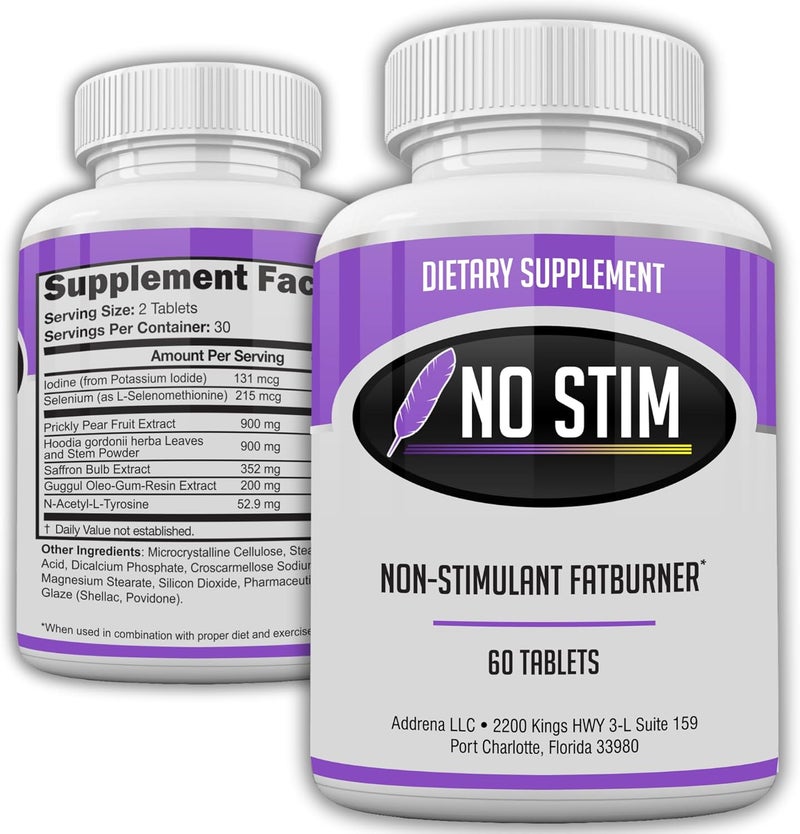 Acnetame NoStim Non Stimulant Fat Burner Diet Pills That Work Appetite Suppressant  Best Caffeine Free Weight Loss Supplement Natural Thermogenic Fat Loss Pill 60 Tablets - Image 1