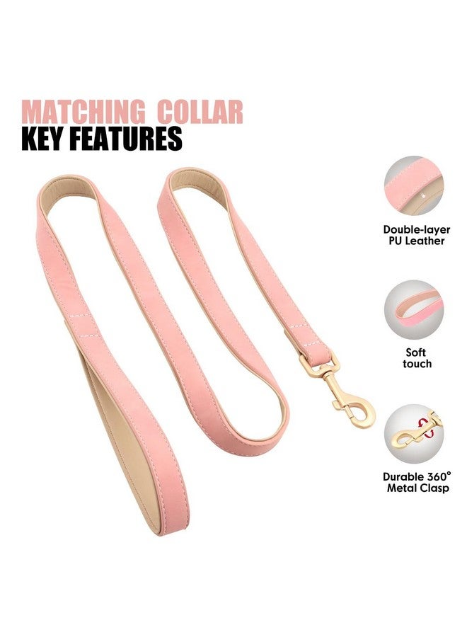 Beirui Soft Padded Leather Dog Collar and Leash Set, Heavy Duty Dog Leash and Collar Set with Metal Buckle, Breathable Dog Collars with 4FT Leather Dog Leash for Large Dogs(Pink, Neck 16-21") - Image 3